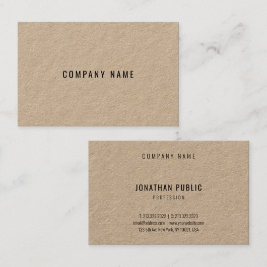 Echte Kraftpapier-document Elegante Moderne Bedrij Visitekaartje (Voorkant / Achterkant)
