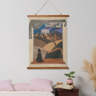 Echte leer en suede art hangend wandkleed