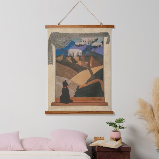 Echte leer en suede art hangend wandkleed (Slaapkamer)