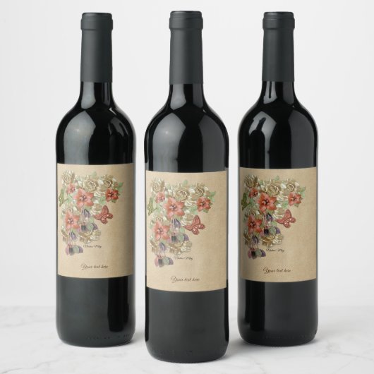 Echte leer en suede art wijn etiket (Flessen)