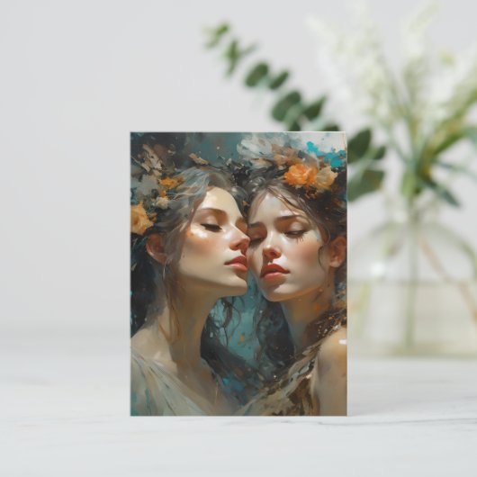 Echte lesbische liefhebbers briefkaart (Staand voorkant)