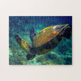 Echte levende zeeen schildpadden legpuzzel