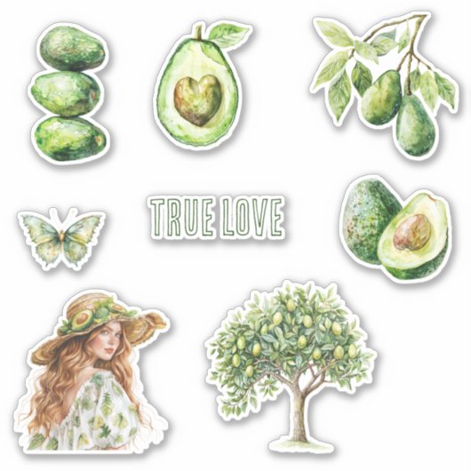 Echte Liefde Avocadboom Vlinder Vrouwelijk Sticker (Voorkant)