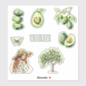 Echte Liefde Avocadboom Vlinder Vrouwelijk Sticker (Vel)
