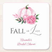 Echte Liefde Blush Roze Pompoen Rustieke Bruidsdou Kartonnen Onderzetters (Voorkant)