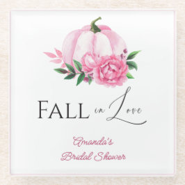 Echte Liefde Blush Roze Pompoen Rustieke Bruidsmei Glazen Onderzetter