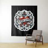 Echte Liefde Hart Tattoo Kijk Kunstzinnig  Wandkleed (In situ)