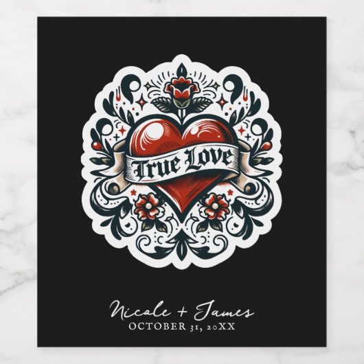 Echte Liefde Hart Tattoo Sticker Bruiloft (Enkel label)
