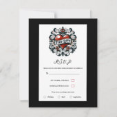 Echte Liefde Hart Tattoo Sticker Bruiloft RSVP Kaart (Voorkant)