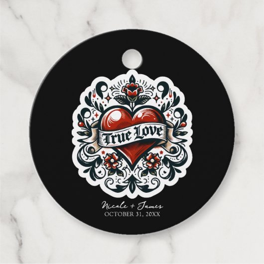 Echte Liefde Hart Tattoo Sticker Huwelijk Bedankjes Labels (Voorkant)