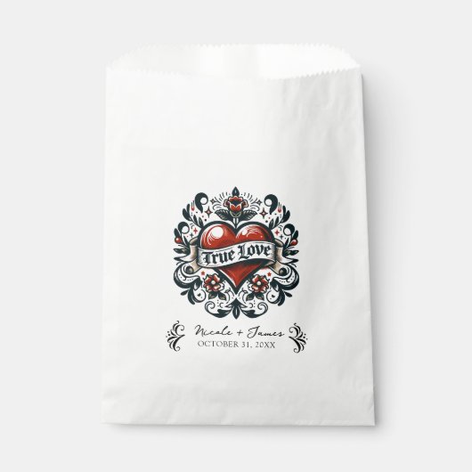 Echte Liefde Hart Tattoo Sticker Huwelijk Bedankzakje (Voorkant)