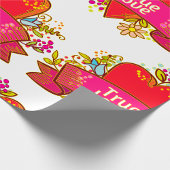 Echte Liefde Hartlint met Bloem Elementen Cadeaupapier