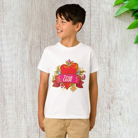 Echte Liefde Hartlint met Bloem Elementen T-shirt