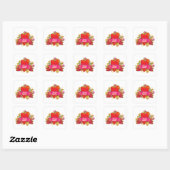Echte Liefde Hartlint met Bloem Elementen Vierkante Sticker (Vel)