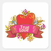 Echte Liefde Hartlint met Bloem Elementen Vierkante Sticker (Voorkant)