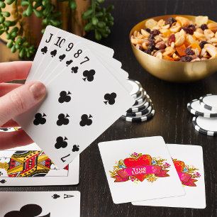 Echte Liefde Hartlint met Bloemmotieven Pokerkaarten