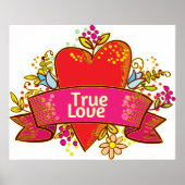 Echte Liefde Hartlint met Bloemmotieven Poster (Voorkant)