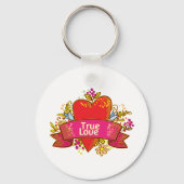 Echte Liefde Hartlint met Bloemmotieven Sleutelhanger (Achterkant)
