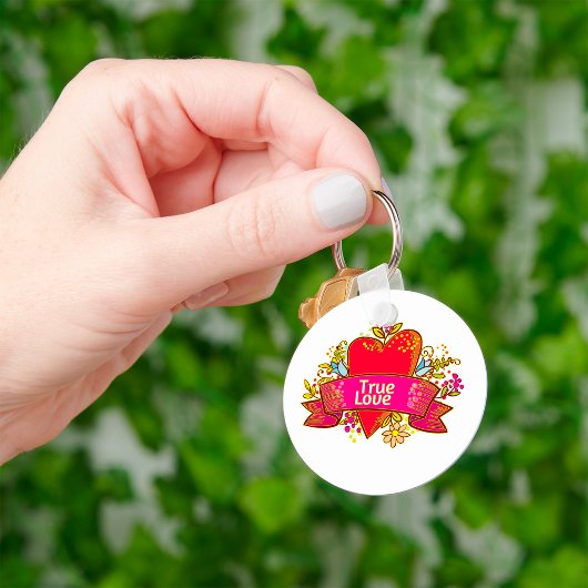 Echte Liefde Hartlint met Bloemmotieven Sleutelhanger