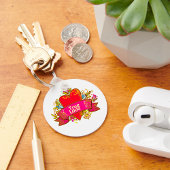 Echte Liefde Hartlint met Bloemmotieven Sleutelhanger