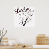 Echte Liefde Hartrozen Valentijnsdag Zoetste Poster (Keuken)