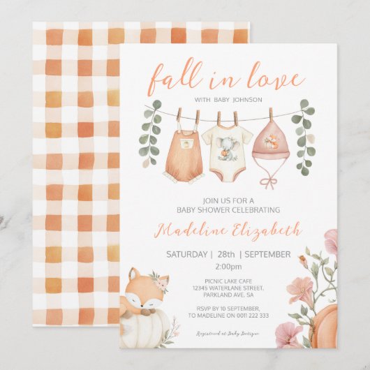 Echte Liefde Herfst Waslijn Baby Shower Kaart (Voorkant / Achterkant)