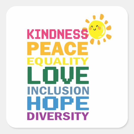 Echte liefde integratie Gelijkheid Diversiteit Vierkante Sticker (Voorkant)