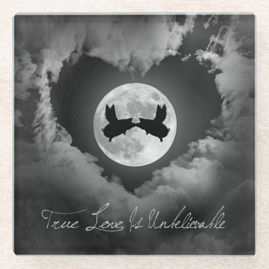 Echte liefde is ongelooflijk vliegende varkens zoe glazen onderzetter (Voorkant)