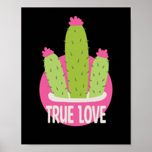Echte liefde Kawaii cactus groen en roze Poster