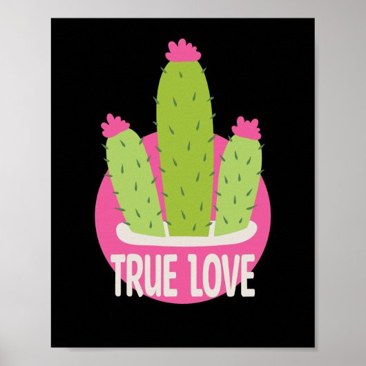 Echte liefde Kawaii cactus groen en roze Poster (Voorkant)
