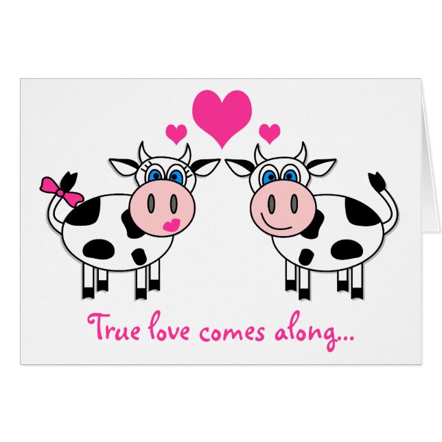 Echte liefde komt langs... Happy Cows Card (Voorkant Horizontaal)