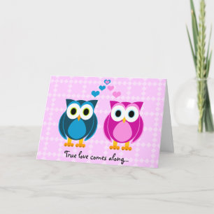 Echte liefde komt langs... Owl Cartoon Card Kaart