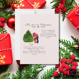 Echte Liefde met Kerst Romantisch Koppel Gedicht Notitiekaartje