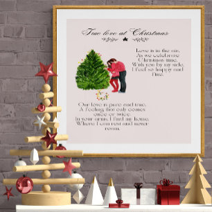 Echte Liefde met Kerst Romantisch Koppelgedicht Perfect Poster
