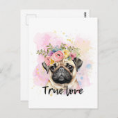 Echte liefde, pug-liefde, beste vriend hond briefkaart (Voorkant / Achterkant)