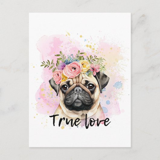 Echte liefde, pug-liefde, beste vriend hond briefkaart (Voorkant)