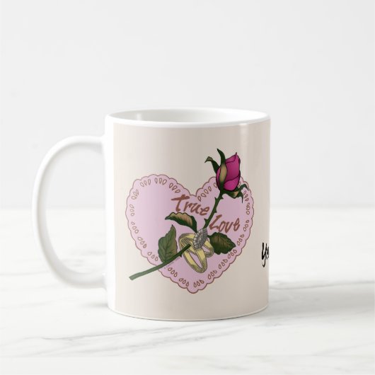 Echte Liefde Ringen Roze trouwmok Koffiemok (Links)