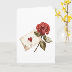 Echte Liefde Rode Roos Brief Hart Kaart