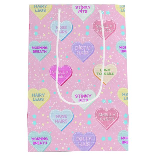 Echte Liefde Roze met Candy Harten en waarheden Medium Cadeauzakje (Achterkant)