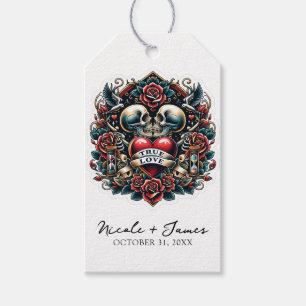 Echte Liefde Skelet Hart Tattoo Huwelijk Cadeaulabel