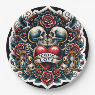 Echte Liefde Skelet Hart Tattoo Trouwen Papieren Bordje