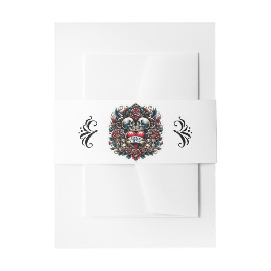 Echte Liefde Skelet Hart Tattoo Trouwen Uitnodigingen Wikkel (Voorkant Voorbeeld)