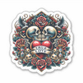 Echte Liefde Skelet Hart Tattoo Uitzicht Sticker (Voorkant)