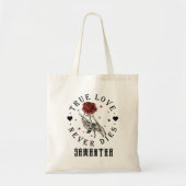 Echte Liefde Sterft Nooit Valentijnskelet Monogram Tote Bag (Voorkant)
