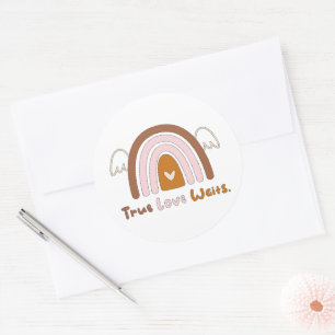 Echte liefde wacht op motivatie kleurrijke boho re ronde sticker