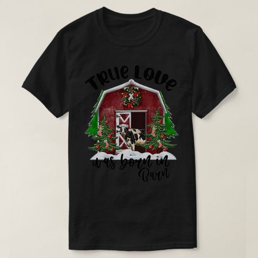 Echte liefde werd geboren in een kerstfeest met ee t-shirt (Design voorkant)