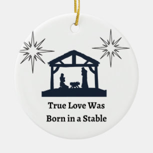 Echte liefde werd geboren in een stal met Kerstmis Keramisch Ornament