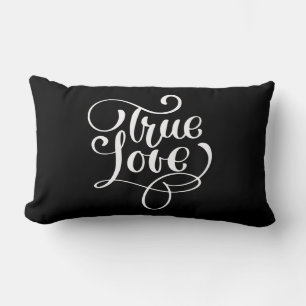 Echte Liefde Zwart & Wit Typografie Trouw Bruiloft Kussen