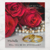 Echte liefdesbruiloft of bruidsroze rozen Wijnlabe Wijn Etiket (Enkel label)