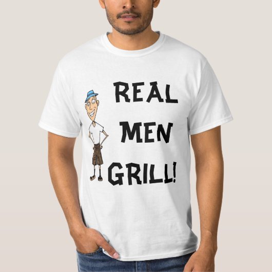 Echte Man Mannen Grill T-shirt (Voorkant)